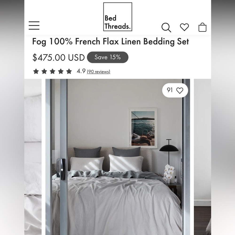 Fog French Flax Linen duvet
